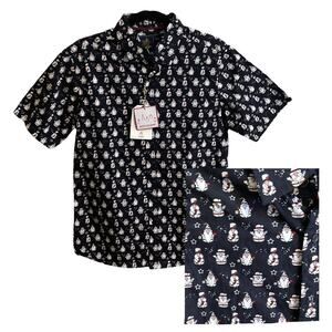 RUGBY CHRISTMAS SHIRT Men's Size M Gnome Navy White Red Holiday Short Sleeve